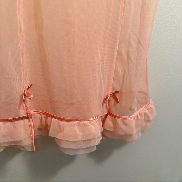 Fredrick’s Of Hollywood Ruffled Peachy Orange Slip Dress - Picture 3 of 7